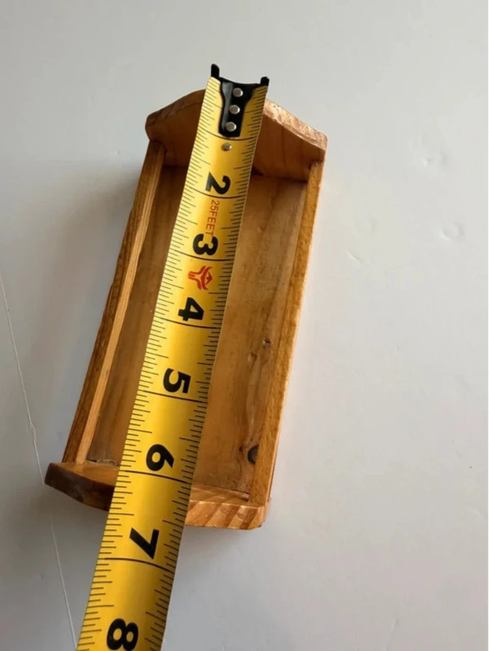 Vintage Primitive Pine Wood Caddy Small Organizer Tray Shelf 9